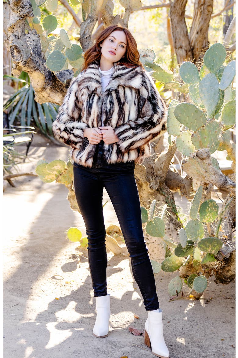 Desert Dream Faux Fur Jacket, Alternate, color, MULTI BEIGE