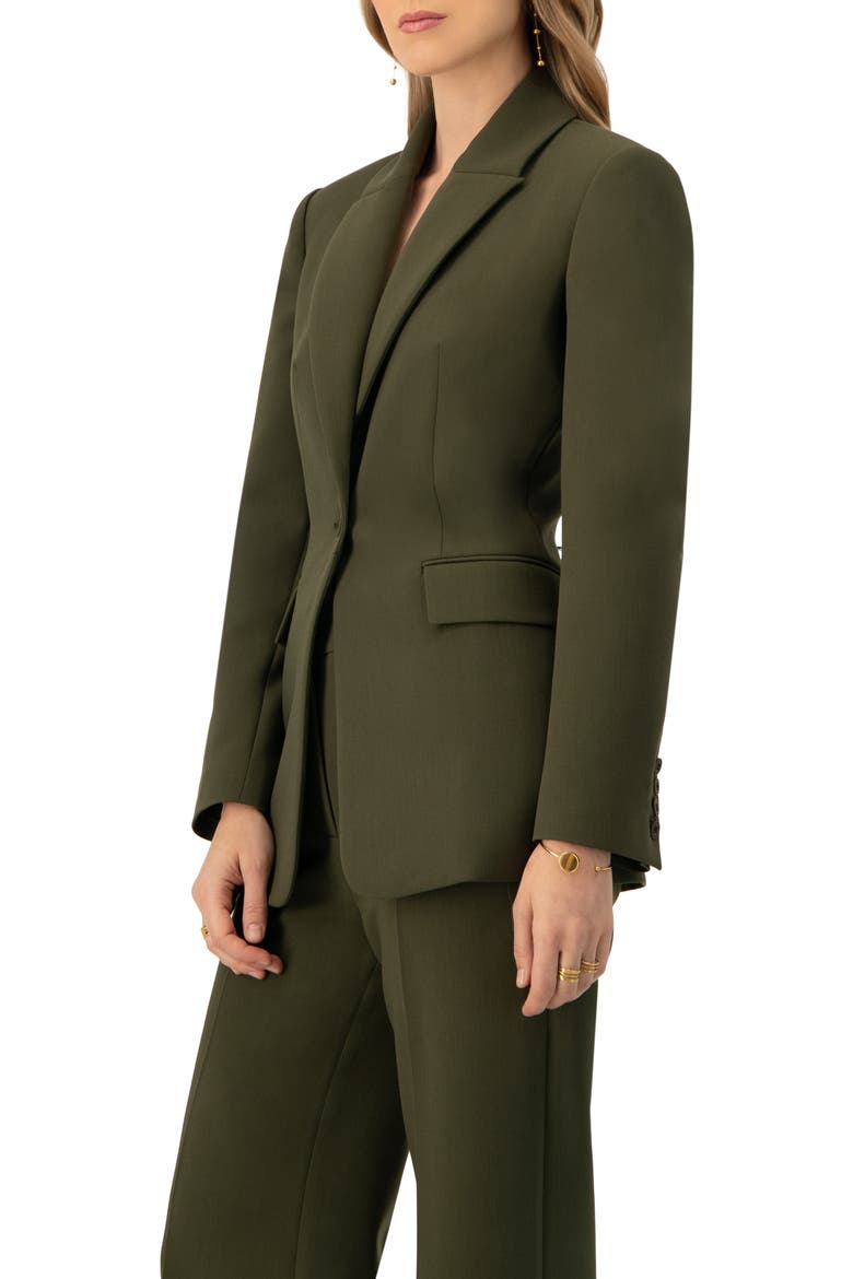 Single-Breasted Blazer With Front Flap Pockets, Alternate, color, Green