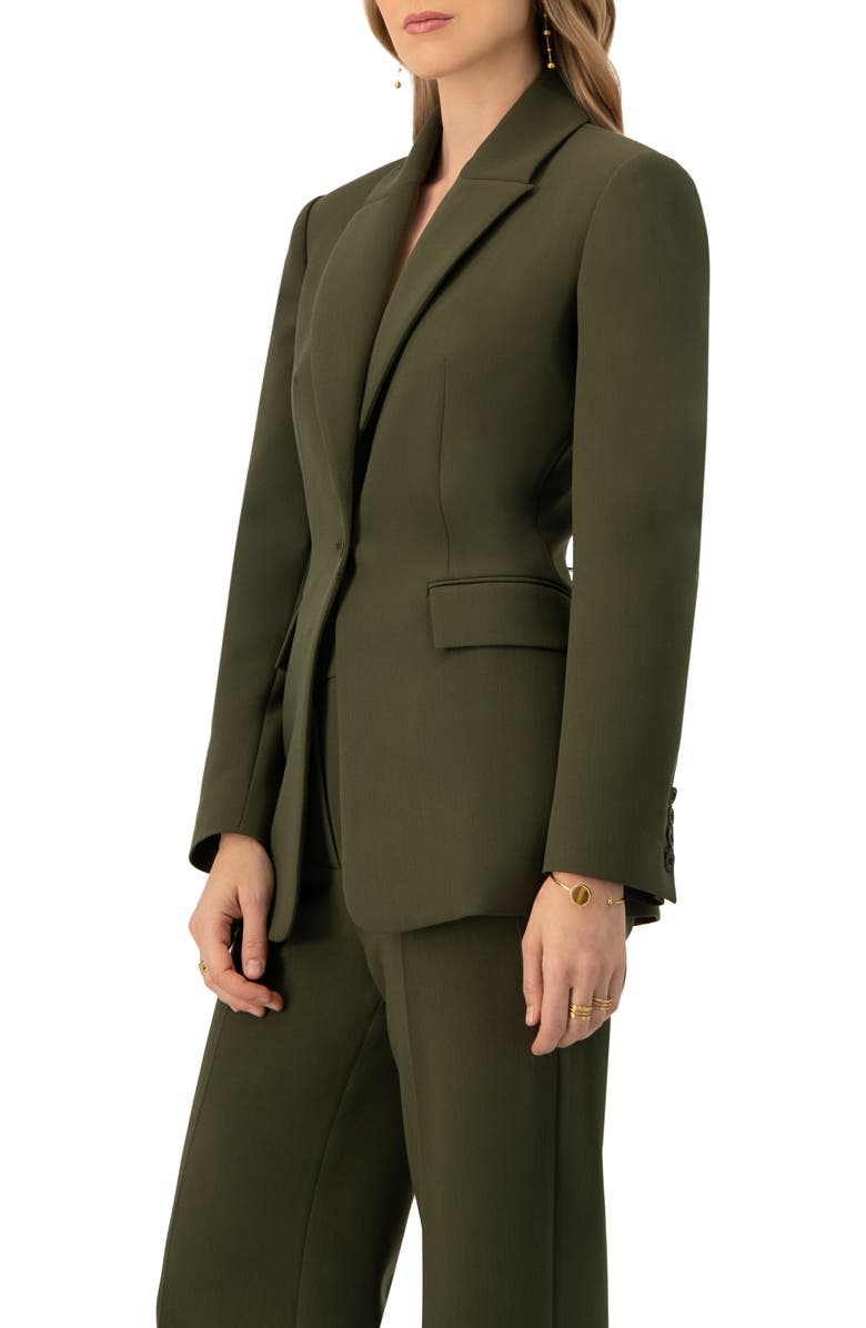 IVONNE Single-Breasted Blazer With Front Flap Pockets, Alternate, color, Green