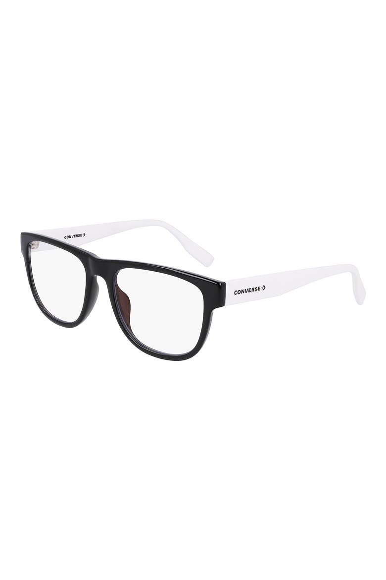 52mm Rectangular Blue Light Blocking Reading Glasses, Main, color, BLACK