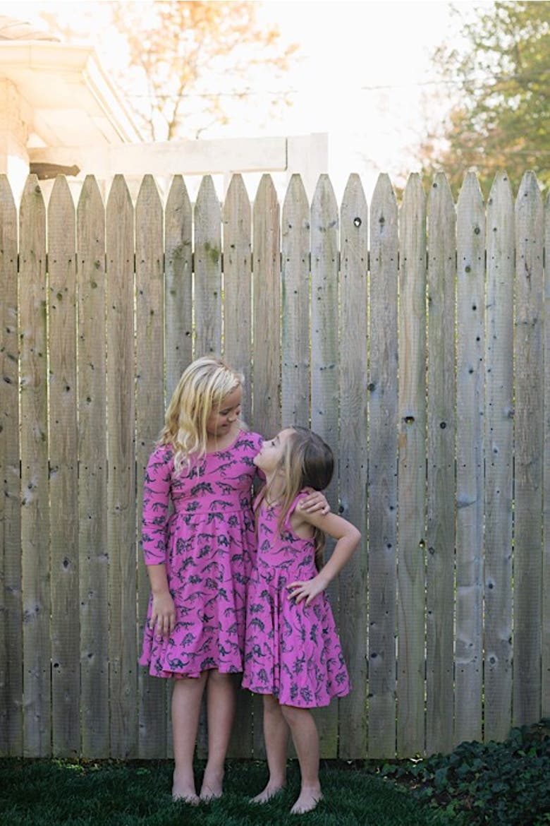 Printed Twirly Dress, Alternate, color, Dino