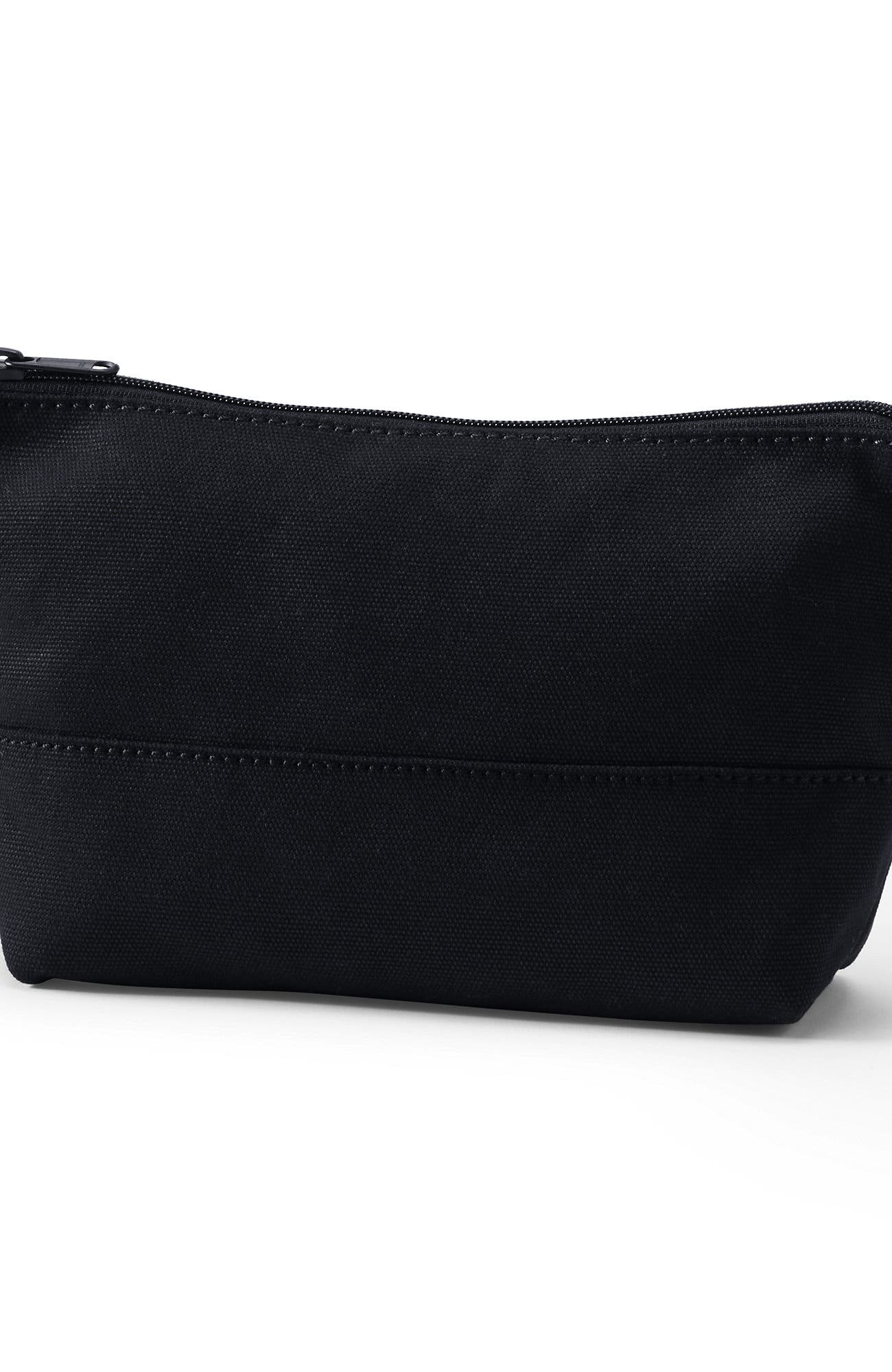 Lands' End Zipper Canvas Pouch, Main, color, Black/Black