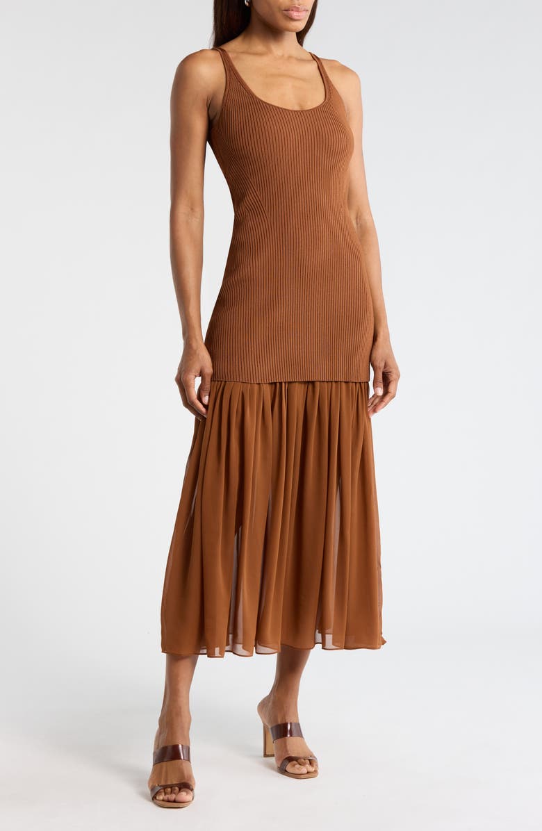 A.L.C. Micky Mixed Media Dress, Main, color, Light Chestnut