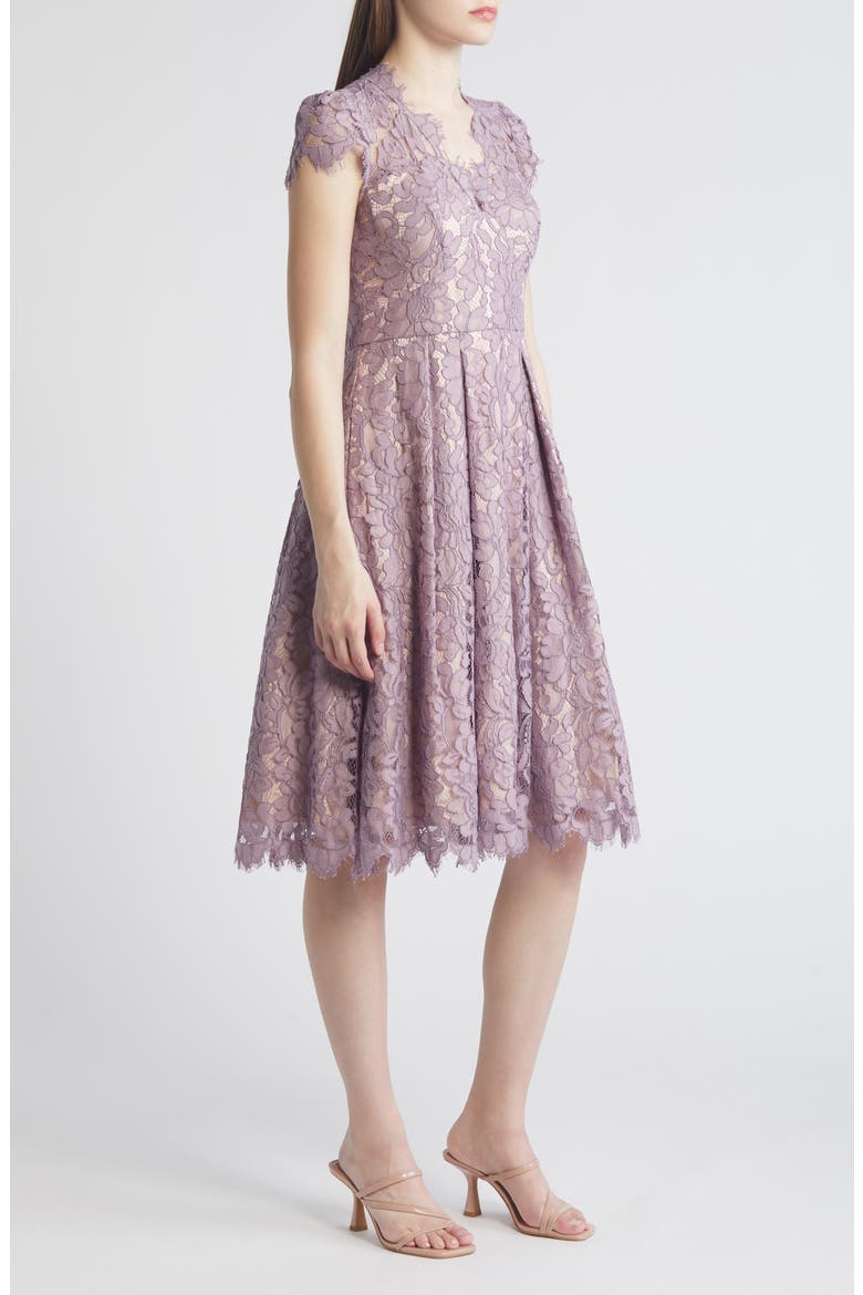 Lace Fit & Flare Cocktail Dress, Alternate, color, LAVENDER