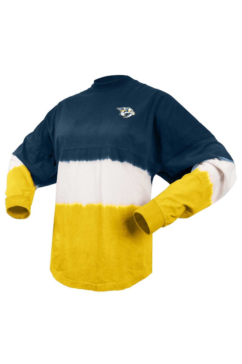 Women's Fanatics Branded Navy/Gold Nashville Predators Ombre Long Sleeve T-Shirt, Alternate, color, Navy