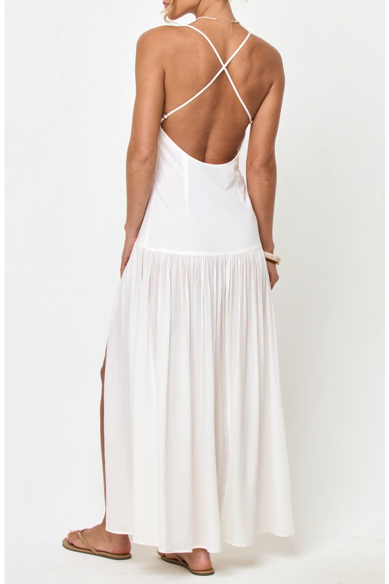 Row Cotton & Linen Blend Maxi Sundress, Alternate, color, CREAM