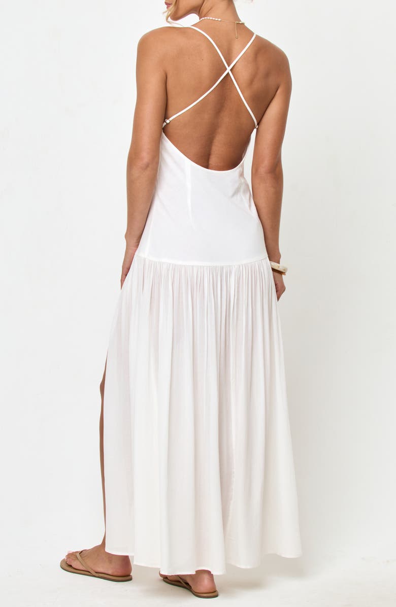 LSPACE Row Cotton & Linen Blend Maxi Sundress, Alternate, color, Cream