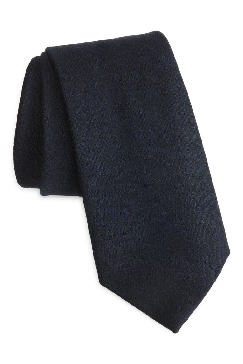 Brushed Wool Tie, Main, color, NAVY