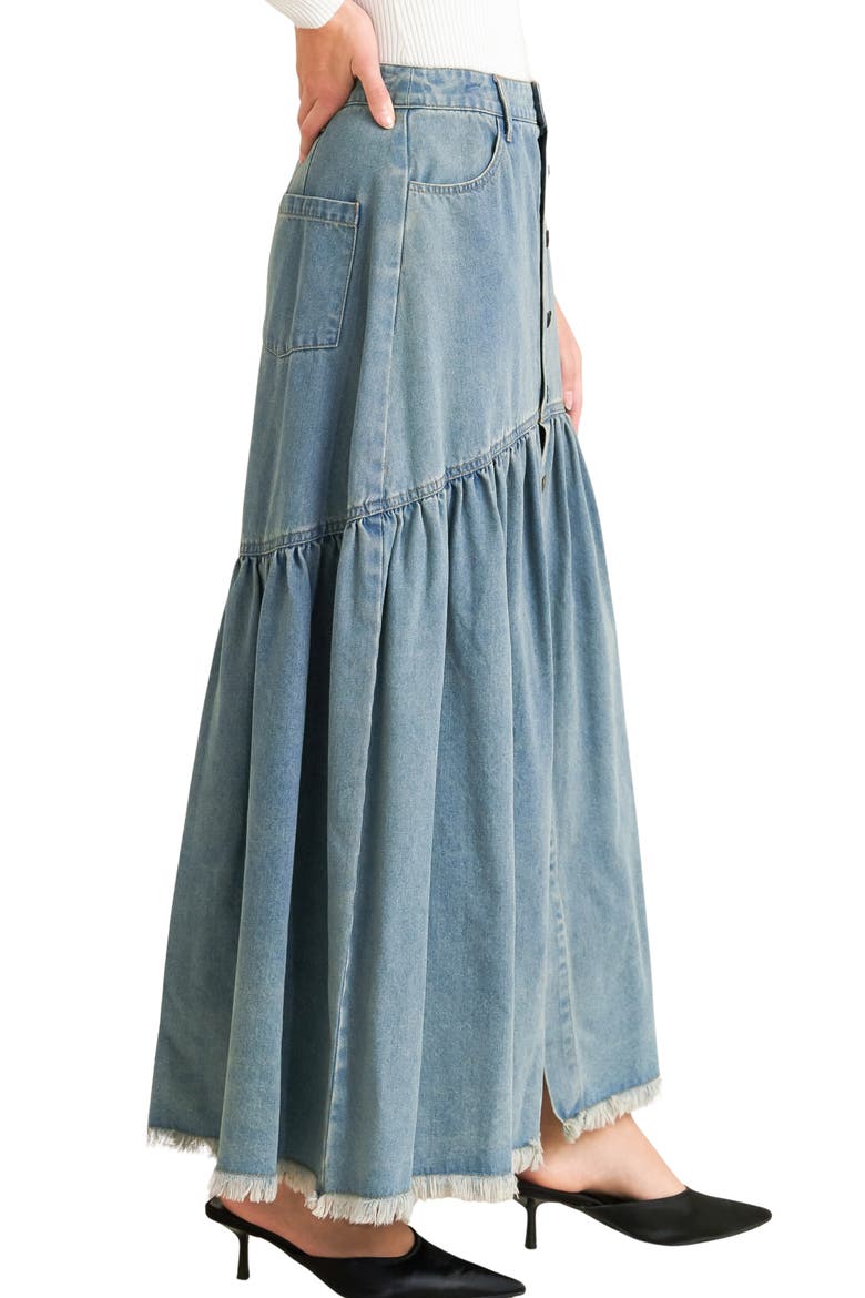 Denim Maxi Skirt, Alternate, color, MEDIUM INDIGO