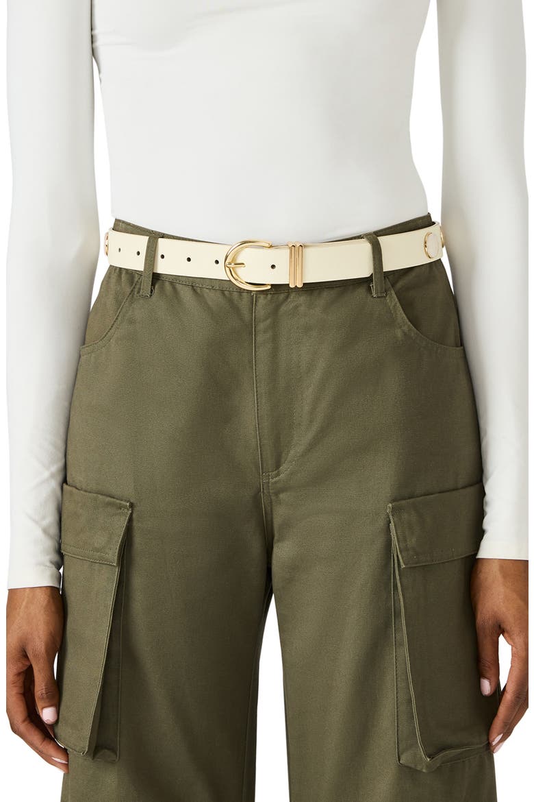 Dome Stud Faux Leather Belt, Alternate, color, OFF WHITE