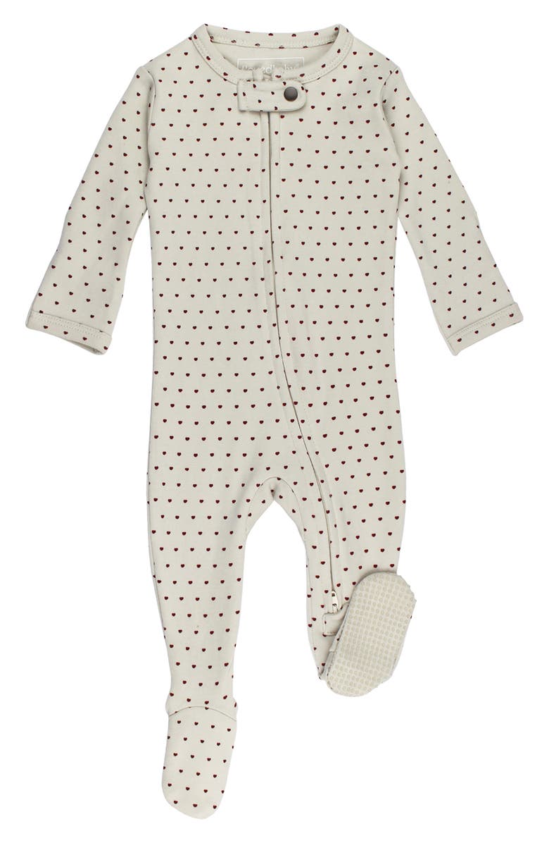 L'ovedbaby Mini Hearts Organic Cotton Zip Footie, Main, color, 