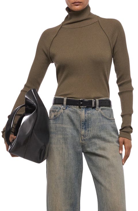 Layered Rib Turtleneck Top