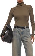 Helmut Lang Layered Rib Turtleneck Top