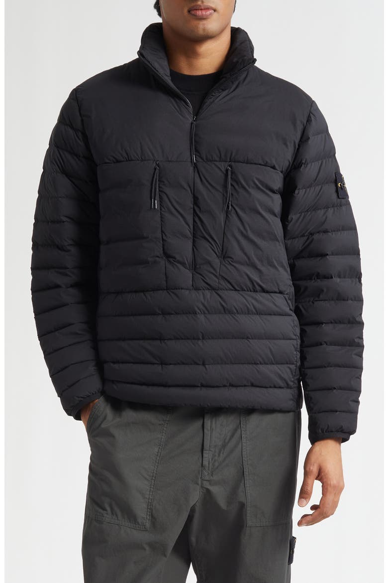 Half Zip Down Jacket, Main, color, BLACK