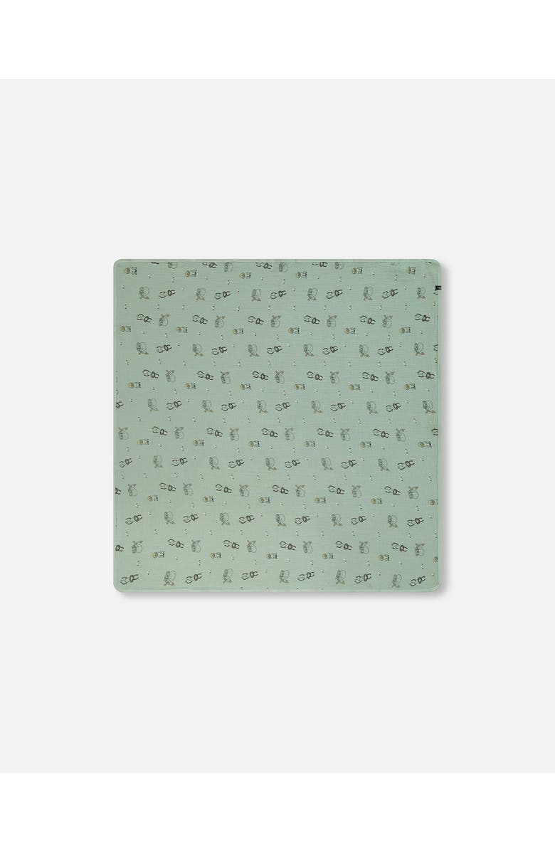 Deux par Deux Baby Boy's Printed Muslin Blanket Sage Monkey, Alternate, color, Sage Monkey