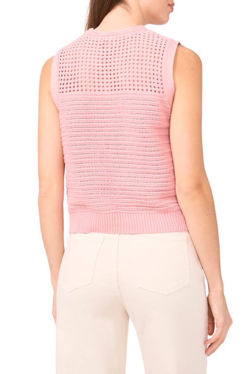 Halogenr Halogen(r) Open Stitch Sleeveless Cotton Side Button Sweater In Bridal Rose