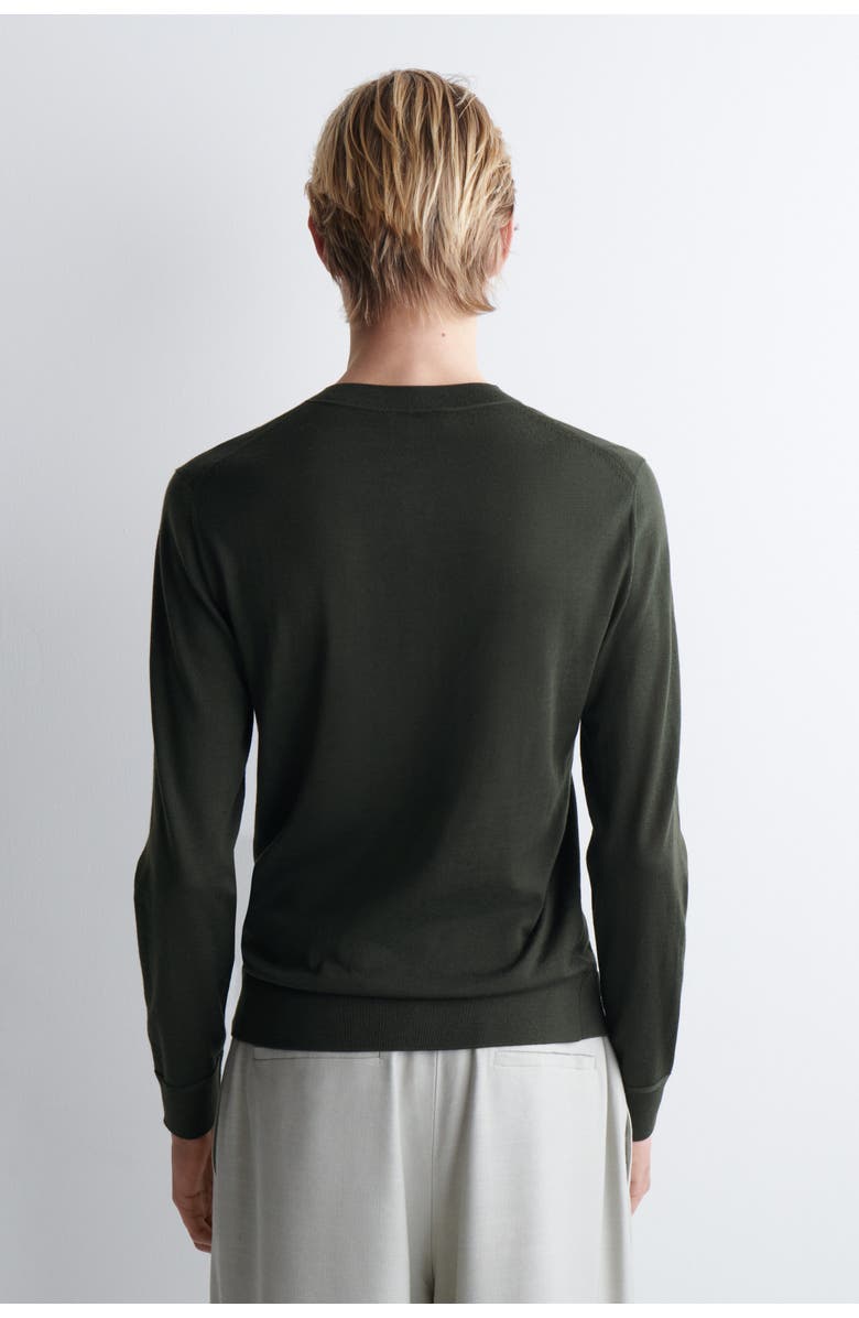 COS Slim Merino Wool Henley Top, Alternate, color, Dark Green