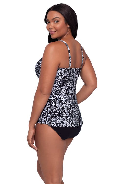 Trimshaper Terri Adjustable Neckline Tankini Swimsuit Top In Black