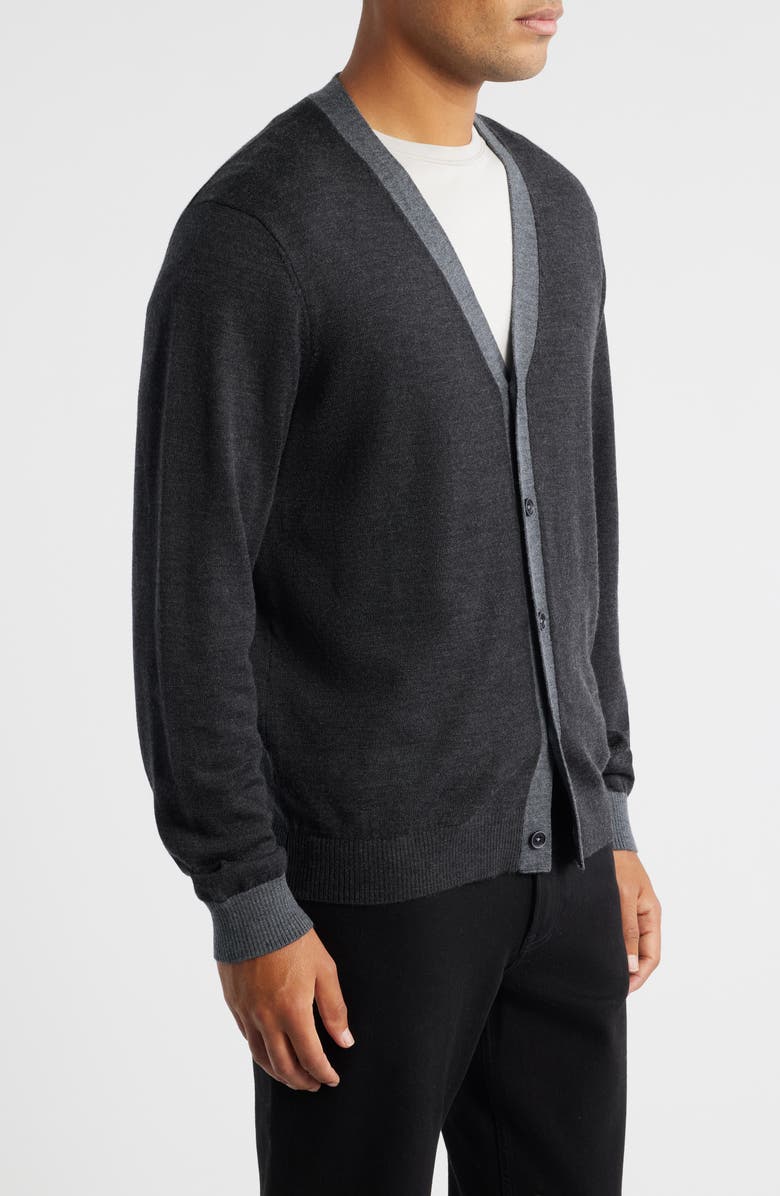 Robert Barakett Thomas Merino Wool Cardigan, Alternate, color, Charcoal