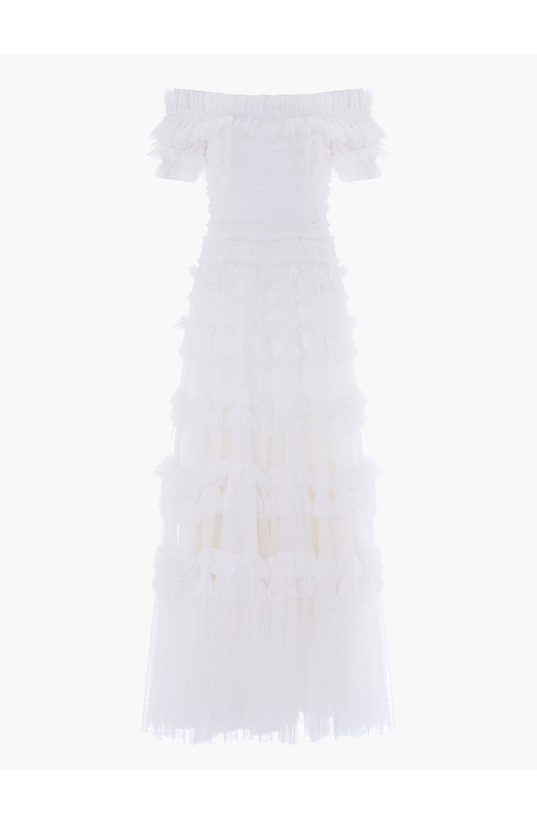 Needle & Thread Lisette Ruffle Off Shoulder Gown, Alternate, color, Swan White