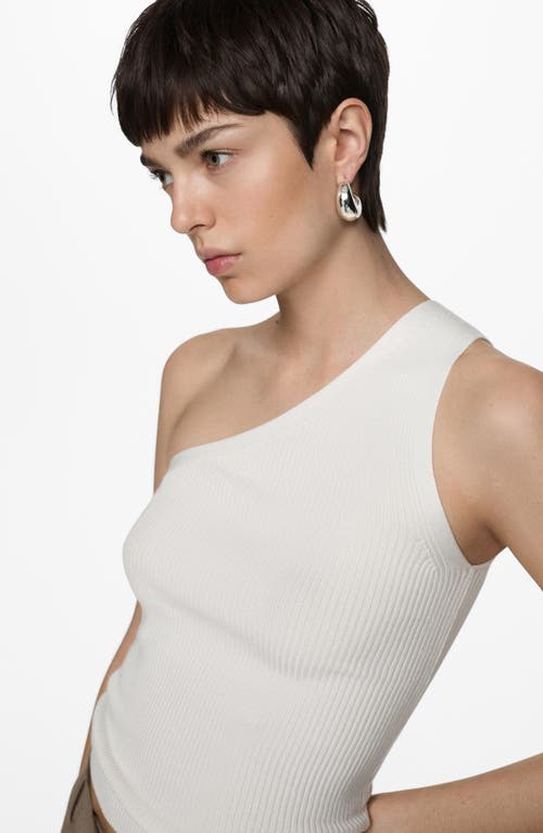 Mango Rib One-shoulder Top In White