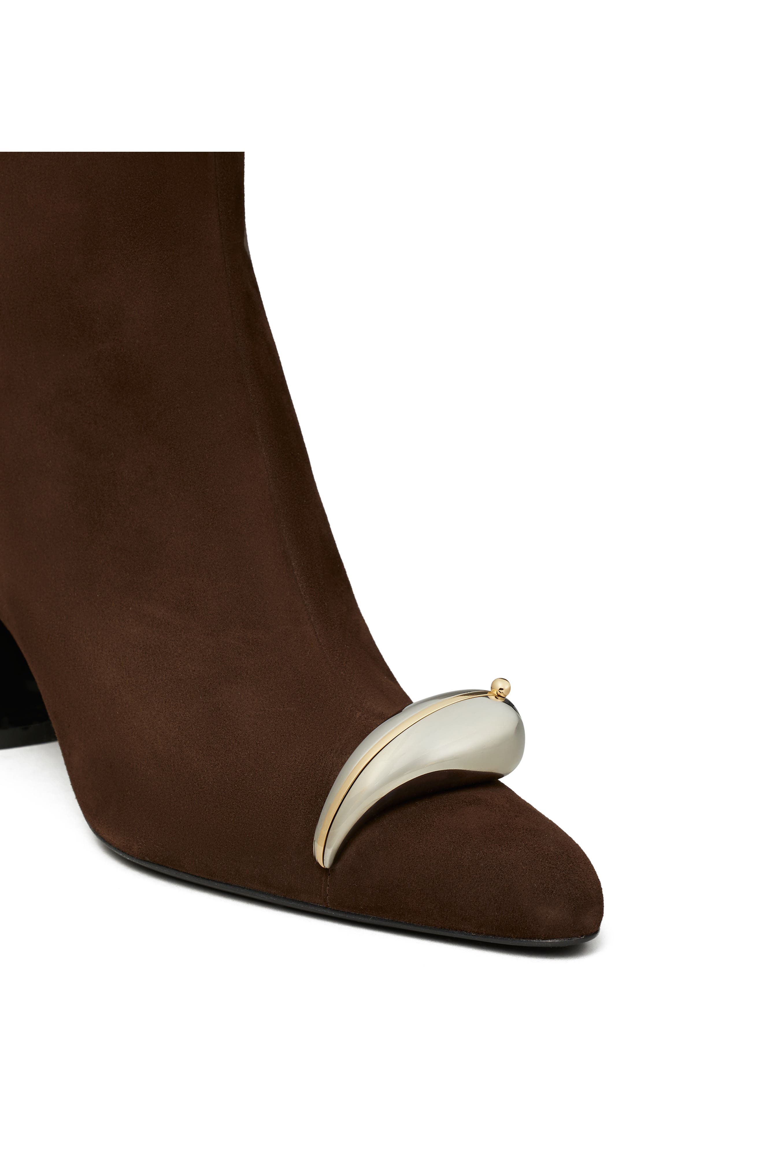 Tory Burch Pierced XL Bootie, Alternate, color, Dark Cocoa / Silver