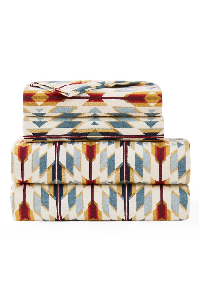 Flannel Sheet Set, Main, color, TAN MULTI