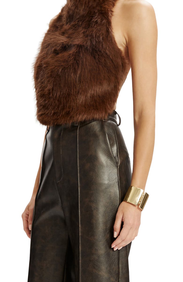 Bardot Juliettta Faux Fur Halter Top, Alternate, color,