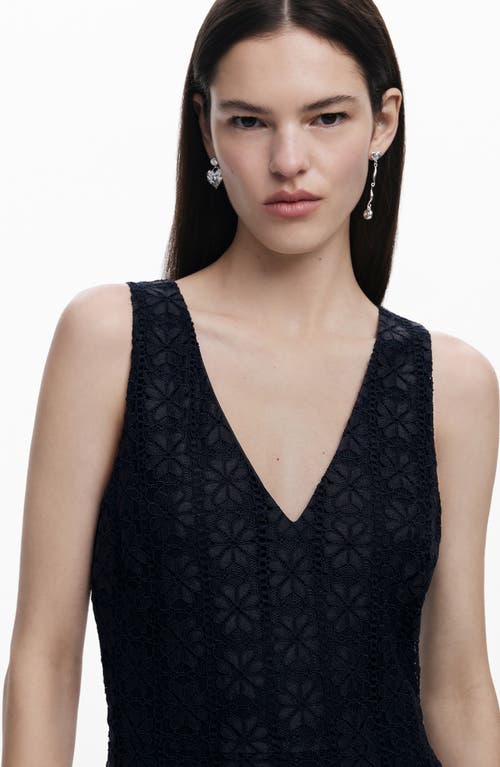 Desigual Floral Lace Sleeveless Minidress In Black