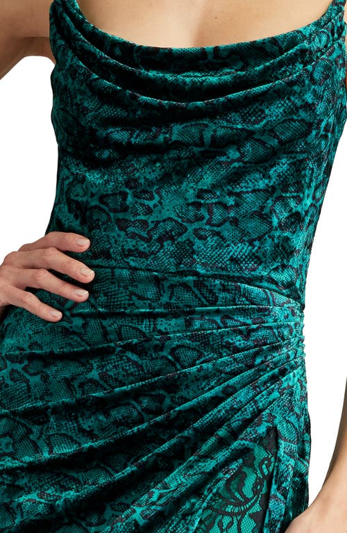 Sho By Tadashi Shoji Snakeskin Print Ruched Midi Cocktail Dress