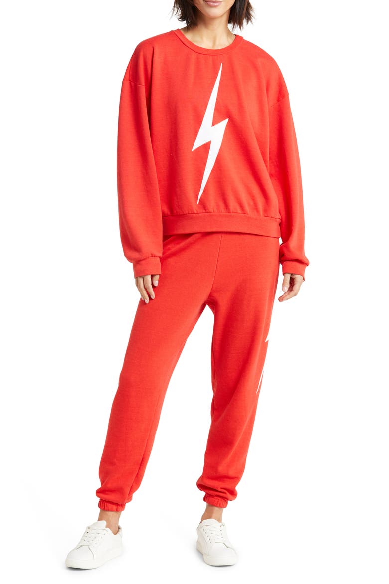 Aviation Nation Bolt Stitch Sweatpants, Main, color, RED/ WHITE