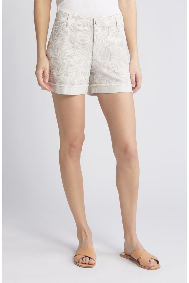 Print Patch Pocket High Waist Twill Shorts, Main, color, BIRCH
