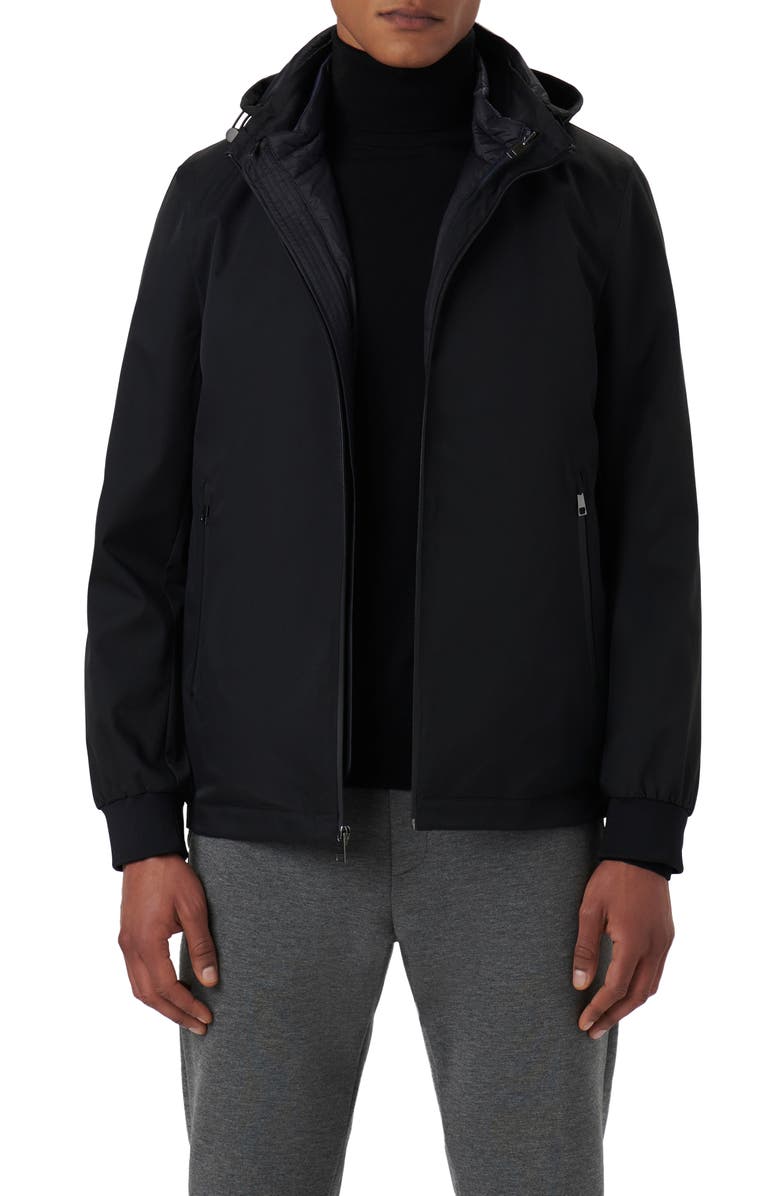 Bugatchi Full Zip Hooded Bomber Jacket, Main, color, 