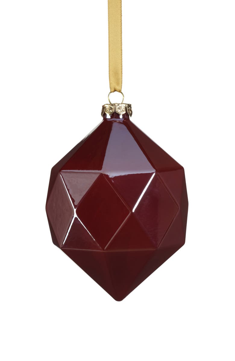 Zodax Set of 6 Red Luster Faceted Ornaments, Main, color, Red Luster