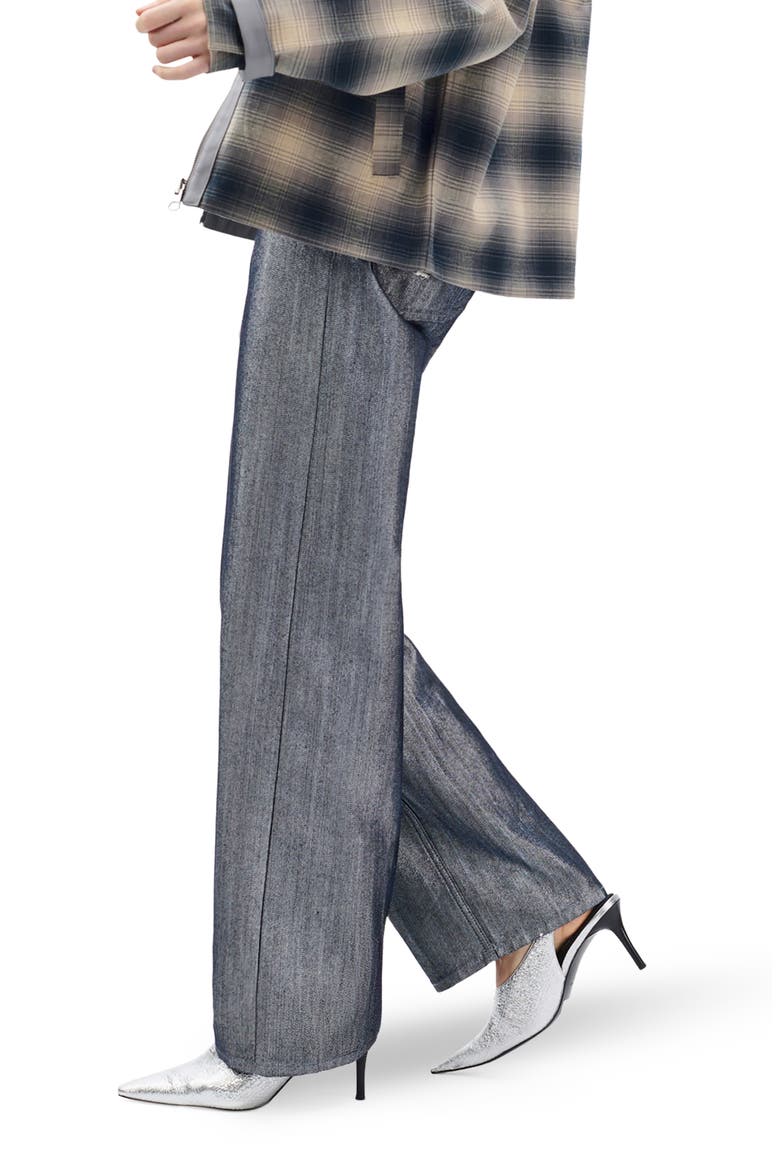 Logan Coated Wide Leg Jeans, Alternate, color, INDIGO SILVER LUREX