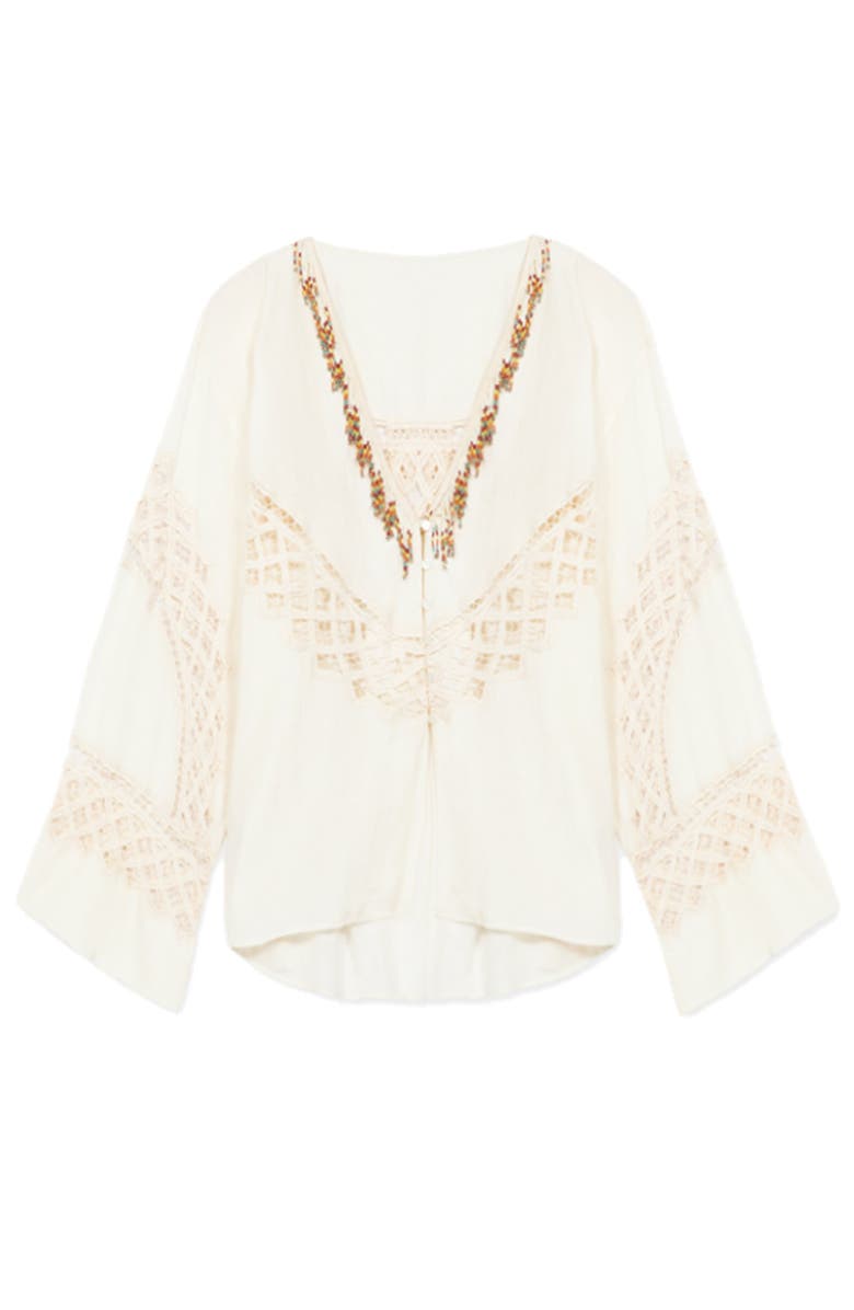 Fortela Cleide Embroidered Lace Shirt, Main, color, Natural