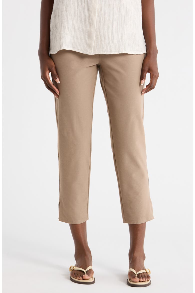 High Waist Slim Crop Pants, Main, color, COCOA