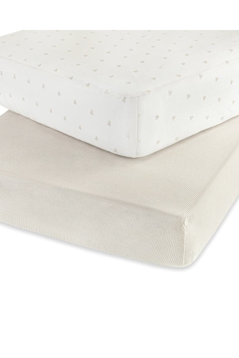 Gingham Bear Collection Baby Fitted Crib Sheets 2 Pack, Alternate, color, Tan