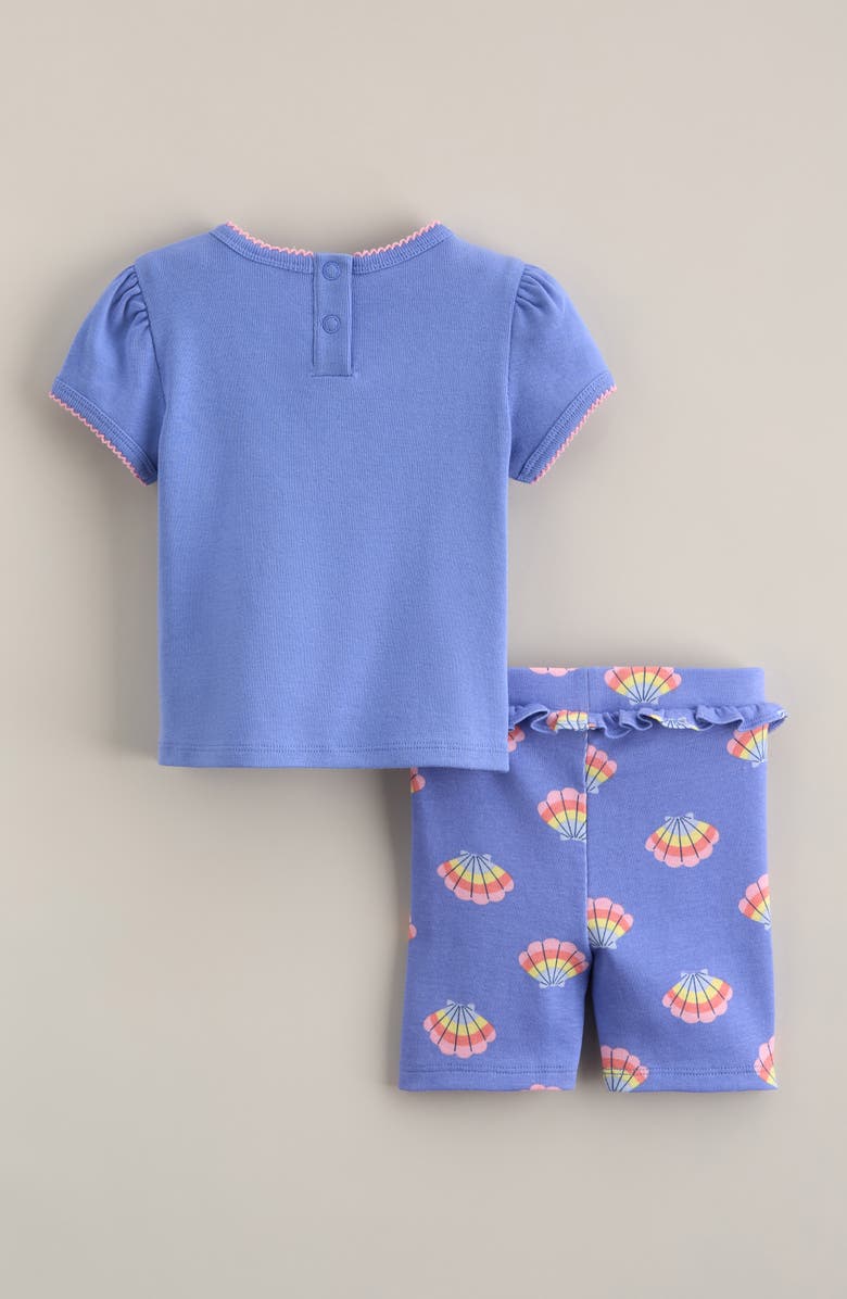 Tucker + Tate Puff Sleeve Cotton T-Shirt & Ruffle Shorts Set, Alternate, color, Blue Shell- Blue Seashells