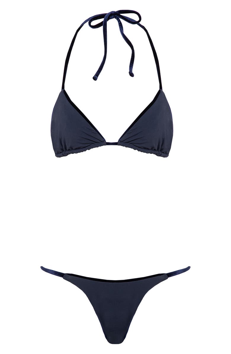 Maaji Bouquet Bliss Reversible Micro Bikini Bottoms, Alternate, color, Dark Blue