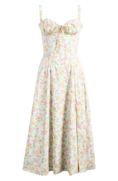 House Of Cb Adabella Floral Pleated Halter Sundress In Neutral