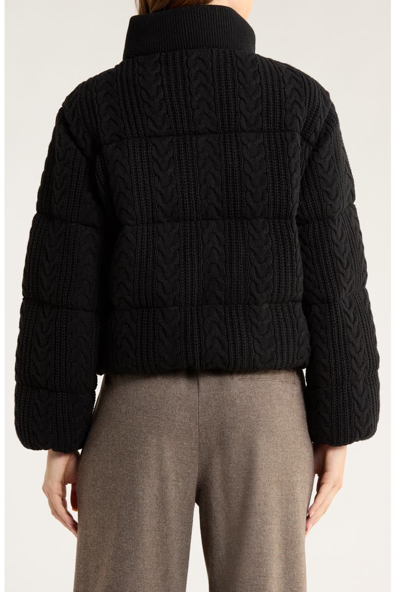 Alba Cable Knit Cotton Blend Puffer Jacket, Alternate, color, BLACK
