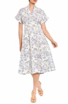 London Times Safari Drop Shoulder Midi Dress