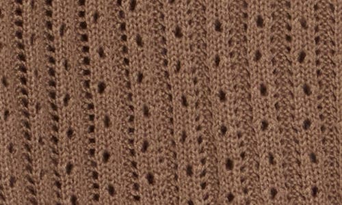 Vince Camuto Pointelle Stitch Cardigan In Cool Brown