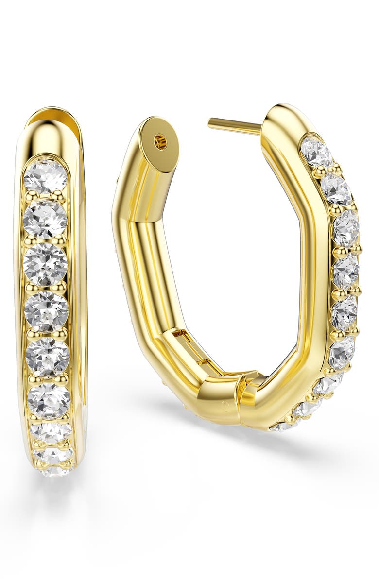 Swarovski Dextera Crystal Hoop Earrings, Alternate, color, Gold