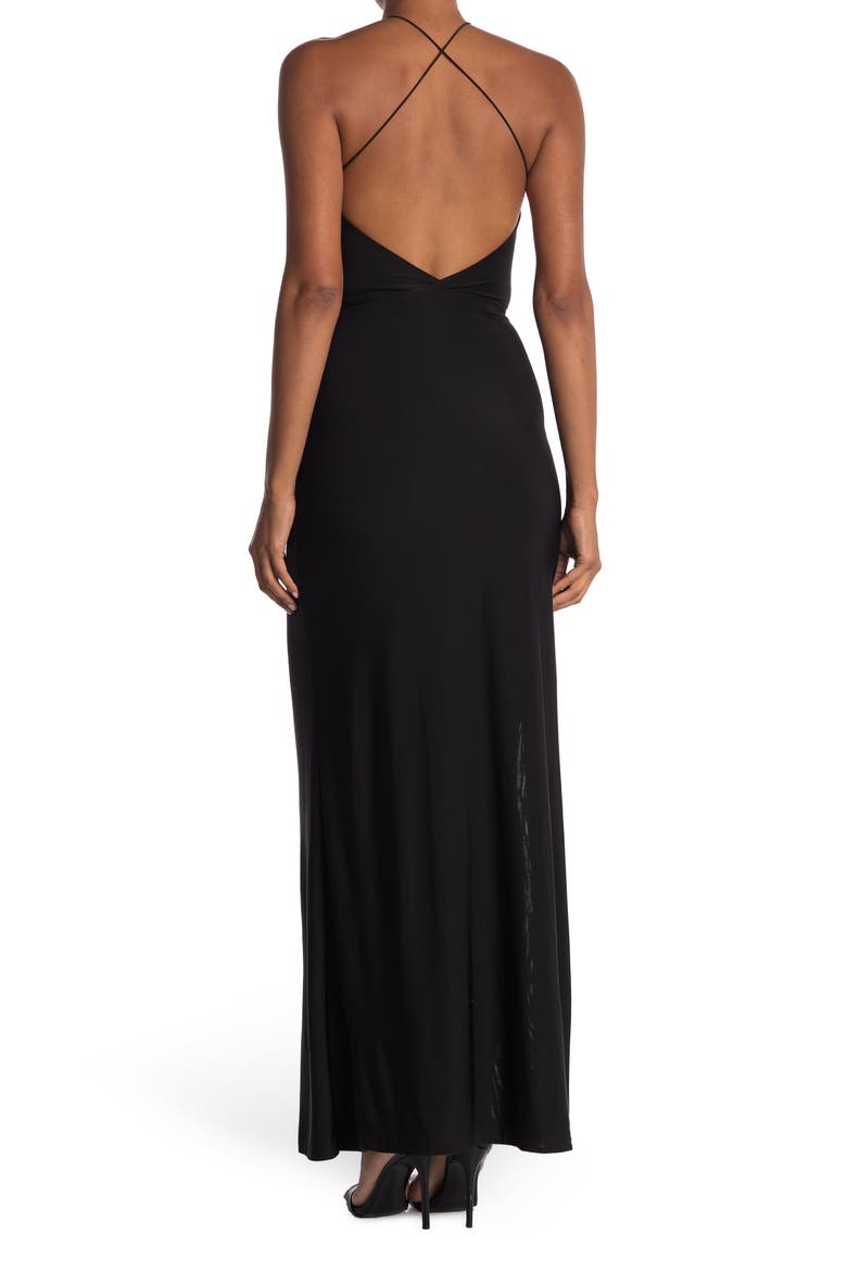 Slinky Halter Maxi Dress, Alternate, color, BLACK