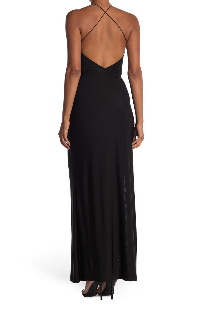 Love By Design Slinky Halter Maxi Dress, Alternate, color, Black