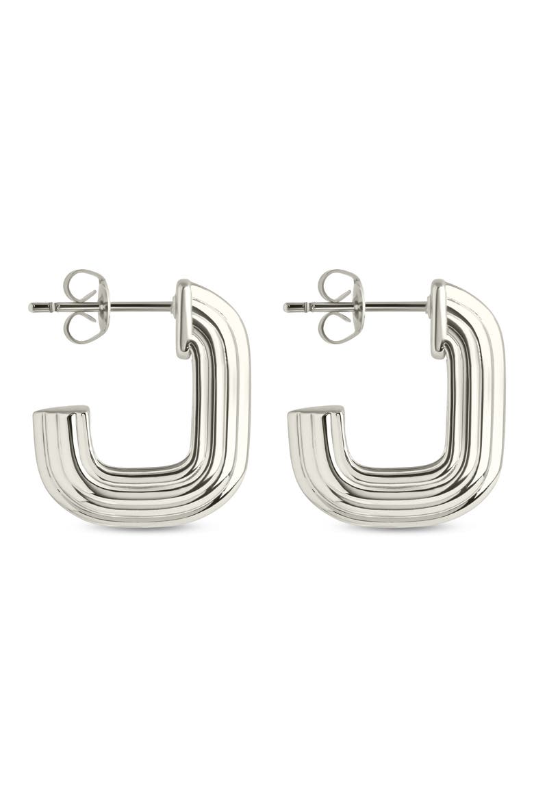 Briella Rib Hoop Earrings, Alternate, color, SILVER