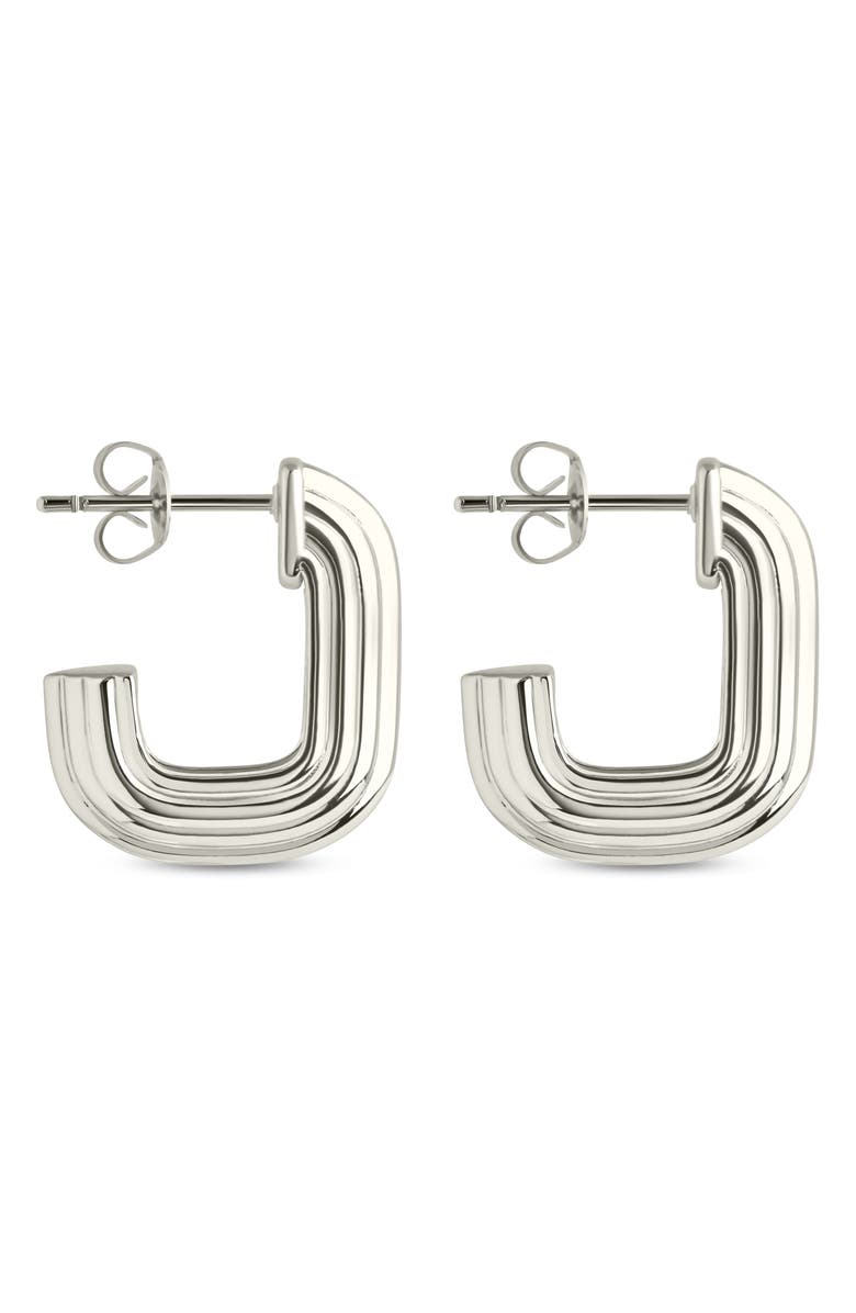 Sterling Forever Briella Rib Hoop Earrings, Alternate, color, Silver