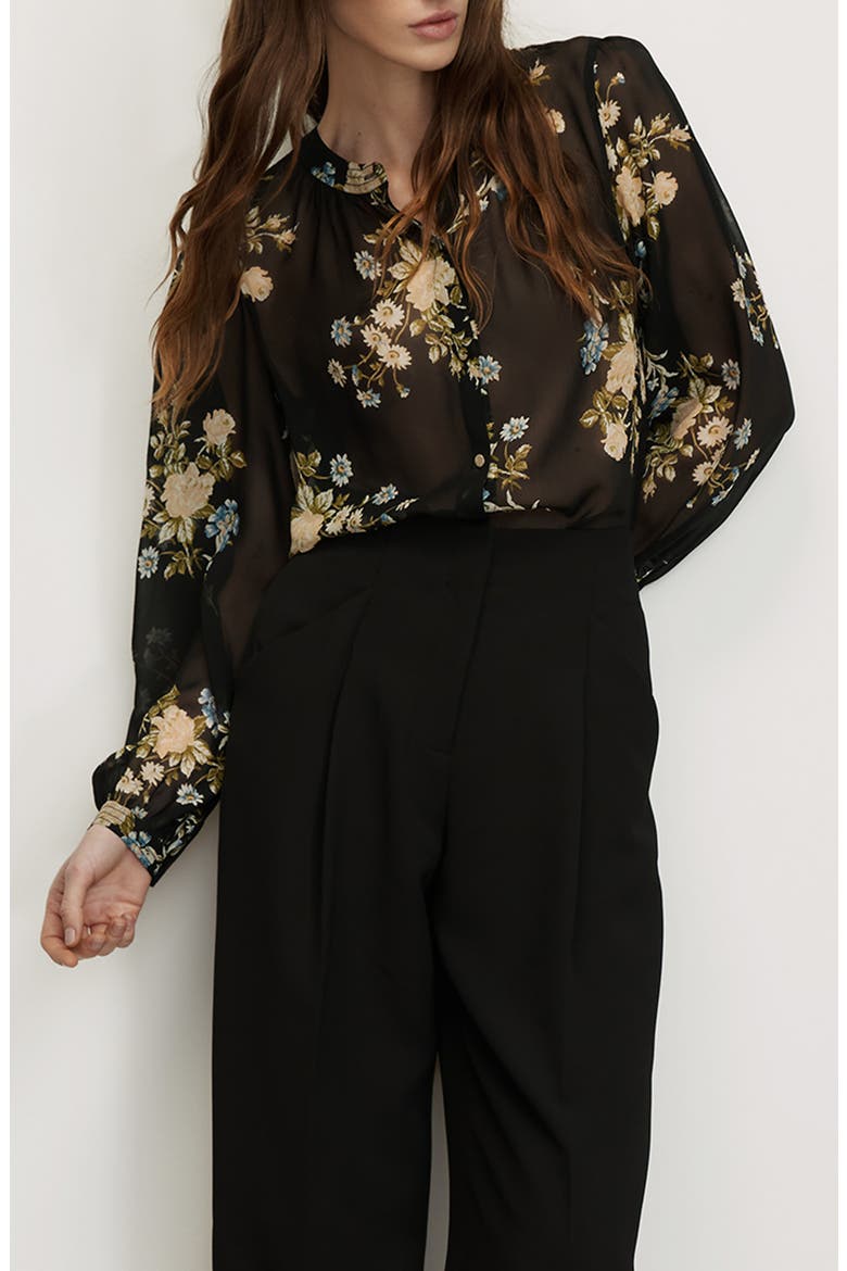 Ashlynn Silk Chiffon Blouse, Alternate, color, BLACK MULTI